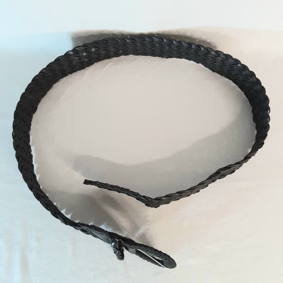 Wide Black Braided Fashion Belt Large Waist Round Wound Buckle - Picture 6 of 11